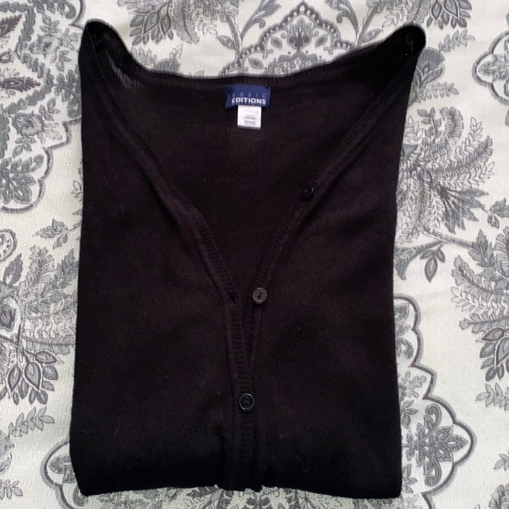 Black Cardigan Basic Edition Button Down Size Medium - Picture 2 of 6